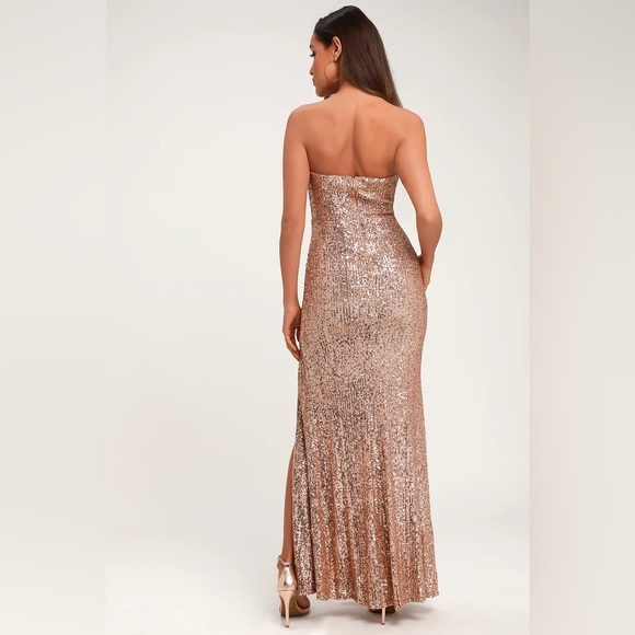 - Lulu’s small rose gold strapless sequin dress - Picture 3 of 8